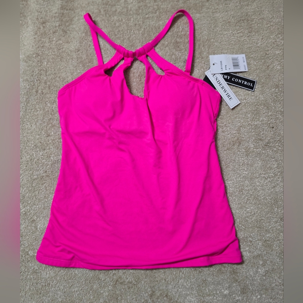 La Blanca Women's Vibrant Pink Tankini Top Size 4 NWT $93 MSRP